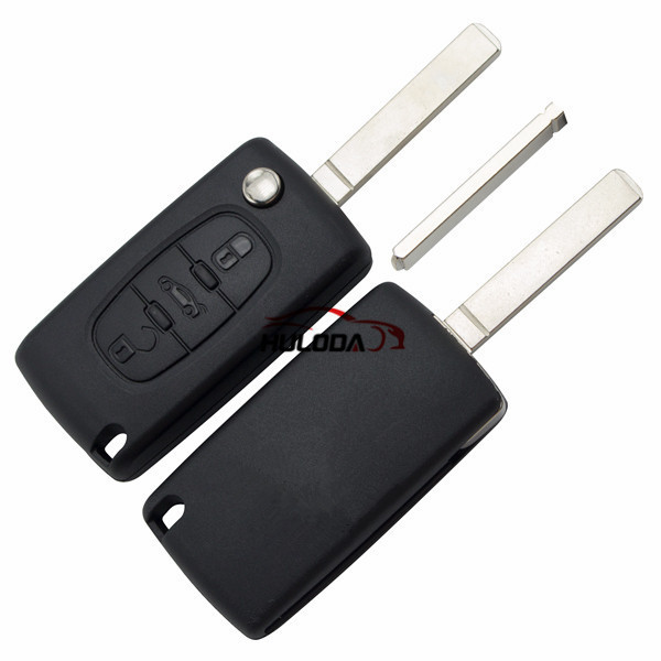 For Citroen 307 blade 3 button flip remote key blank with trunk button (VA2 Blade - 3Button -  Trunk - With battery place) (No Logo)
