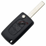For Peugeot 407 blade 3 button flip remote key blank with trunk button ( HU83 Blade - Trunk - With battery place) (No Logo)