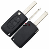For Peugeot 407 blade 3 button flip remote key blank with light button ( HU83 Blade - Light - No battery place) (No Logo)