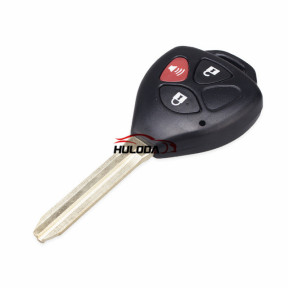 For Toyota 2+1 button remote key blank with red panic with TOY43 blade with red panic  Without Logo