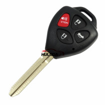 For Toyota 3+1 button remote key blank with red panic with TOY43 blade with logo