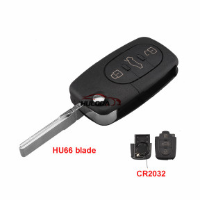 For Audi 3 button remote key blank without panic  (2032 battery Big battery)