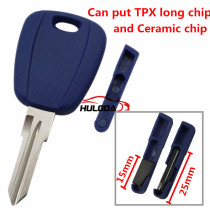 For Fiat transponder key blankwith GT15R blade(can put TPX long chip and Ceramic chip) blank color is blue ,with SIP22 blade