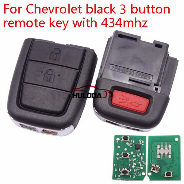 Chevrolet black 2+1 button remote key with 434mhz