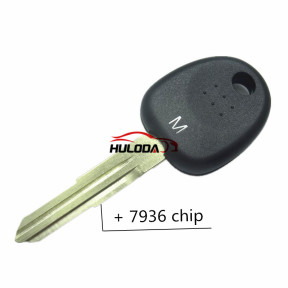 For Hyundai transponder key with left blade with 7936 chip