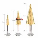 HUK 4-12 4-20 4-32 mm HSS Titanium Coated Step Drill Bit Drilling Power Tools for Metal High Speed Steel Wood Hole Cutter Cone Drill