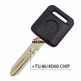 For nissan transponder key with T5 chip  ,with ID46 chip ,with 4d60 Chip