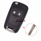 For Chevrolet 2 button remote key shell with left blade  with logo
