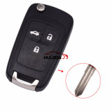 For  Chevrolet 3 button remote key shell with left blade with logo