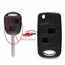 For Toyota 2 button modified folding remote key blank with Toy47 Blade