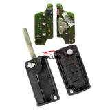 For Peugeot original 3 Button Flip Remote Key 434mhz (battery on PCB) with 46 PCF7941 chip FSK model  with VA2 and HU83 blade, trunk button , please choose the key shell
