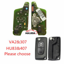 For  Citroen  original 2 Button Flip Remote Key  433mhz (battery on PCB) FSK model  with 46 chip with VA2 and HU83 blade , please choose the key shell