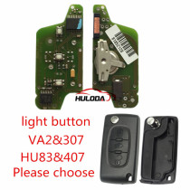 For Citroen  original 3 Button Flip Remote Key 434mhz (battery on PCB) with 46 PCF7941 chip FSK model  with VA2 and HU83 blade, light button , please choose the key shell