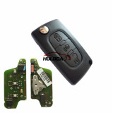 For Peugeot original 3 Button Flip Remote Key 434mhz (battery on PCB) with 46 PCF7941 chip FSK model  with VA2 and HU83 blade, light button , please choose the key shell