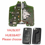 For Peugeot original 4 Button Flip  Remote Key with 433mhz (Before 2011 year) (battery on PCB) with ASK model  with 46 chip PCF7941chip with VA2 and HU83 blade , please choose the key shell