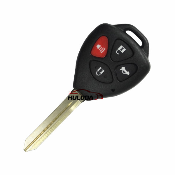 For Toyota 3+1 button remote key blank with red panic with TOY47 blade with logo