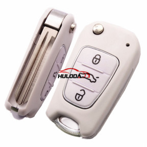 For Hyundai  3 button flip remote key blank with Toy40 Blade  White color