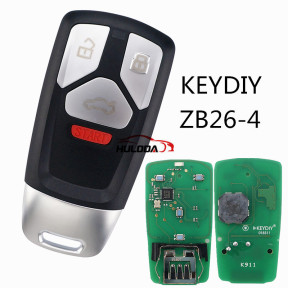 For  Audi style ZB26 4 button  smart remote key For KD900,URG200,mini KD and KD-X2 generate new keys ,For produce any model  remote