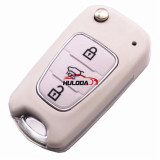For Hyundai  3 button flip remote key blank with HY22 Blade  White color