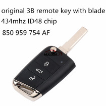 VW remote key 3 button original  with blade  850 959 754 AF 434mhz ID48