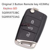 Original For VW golf MK7 3 Button remote control FCCID is 5GO959753BB  with 433MHZ with ID48chip