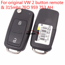 Original for VW 2 button remote key with 315mhz & ID48 chip  7EO959753AH