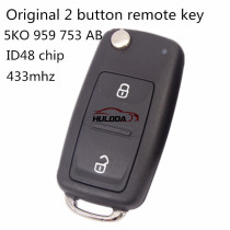 For Original VW 2 button remote key with 433mhz & ID48 glass chip           5KO959753AB 