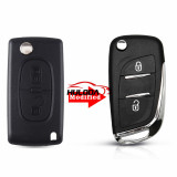 For Peugeot  2 button modified replacement key shell without  battery clip with HU83 blade