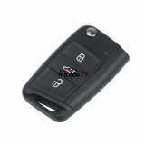 for VW 3 button flip remote key blank， with HU66 blade， the pin hole is same as original shell