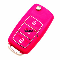For VW 3 button  waterproof  remote key blank with Pink color,used for VW Seat ,Skoda, Jetta, Golf, Passat, Beetle, Polo, Bora, Octavia