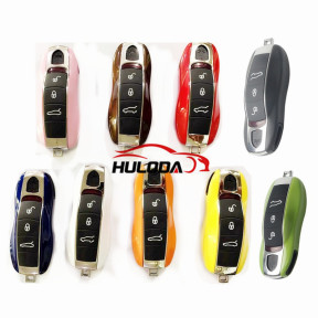 For Porsche 4 Button Color  Smart  Remote Key shell, for Cayenne Cayman Macan Blank,have 7 colors to choose White, orange, red, pink, yellow, royal blue, brown