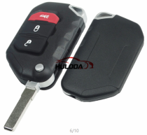 For Jeep Wrangler Remote key 2+1 Button Folding Remote Key SIP22 balde ASK 433MHz PCF7939M / HITAG AES / 4A CHIP FCC ID:OHT1130261 OE #:68416784AA