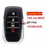 For toyota 4 Button Keyless-Go Remote Car Key Board 61E066-0020 8A Chip FSK 434.4MHz for Toyota Camry Southeast Asia 2015-2018 TOY12 Blade