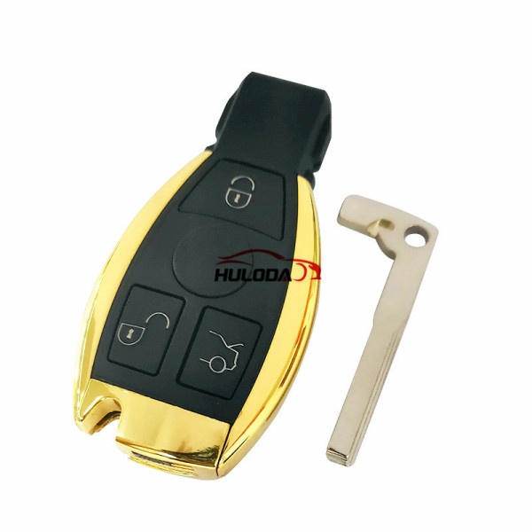 For Benz BGA 3 button remote  key blank，The metal part is golden