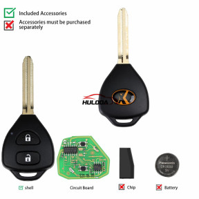 Xhorse VVDI Universal Remote Key  2 Buttons XKTO05EN Wired for Toyota Style