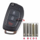 For Hyundai 2+1 button remote key blank with 5 kinds blade，please choose the blade