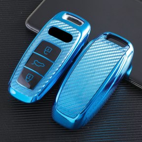 Soft Carbon Fiber TPU Car Key Cover Case Skin Protective Shell Holder for AUDI A6L A7 A8 2018-2019 Key