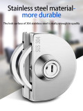 Glass Door Lock Stainless Steel Double Bolts Swing Push Sliding Control No Drill Anti-Theft Security Lock with Keys
