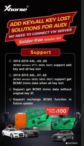 Xhorse BCM2 Solder-free Adapter for Audi AKL Add Key&All Key Lost work with VVDI Key Tool Plus/VVDI2/VVDI Prog