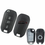 For peugeot  508 3 button flip remote key blank with light button HU83 blade (without logo）