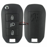 For peugeot  508 3 button flip remote key blank with light button HU83 blade (with logo）