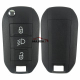 For peugeot  508 3 button flip remote key blank with light button HU83 blade (without logo）