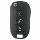 For peugeot  508 3 button flip remote key blank with light button HU83 blade (with logo）