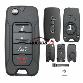 For Jeep Renegade 2015 2016 2017 2018  2+1 button Flip Remote Key Shell  with SIP22 Blade Replacement With Logo