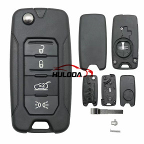 For Jeep Renegade 2015 2016 2017 2018  4 button Flip Remote Key Shell  with SIP22 Blade Replacement Without Logo