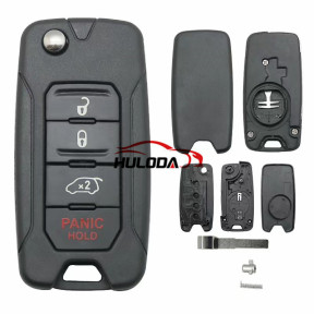 For Jeep Renegade 2015 2016 2017 2018  3+1 button Flip Remote Key Shell  with SIP22 Blade Replacement Without Logo