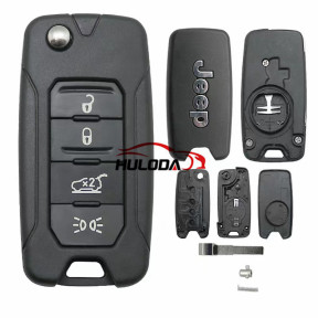 For Jeep Renegade 2015 2016 2017 2018  4 button Flip Remote Key Shell  with SIP22 Blade Replacement With Logo