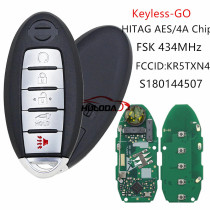 For Nissan keyless-go remote key (SUV) FSK 434MHz with HITAG AES 4A Chip For Nisan Altima Kicks Rogue 2019 2020 2021 FCCID:KR5TXN4 S180144507