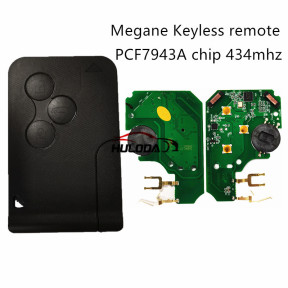 For Renault Megane   3 button keyless remote key with PCF7943A chip-434mhz   FSK model without logo