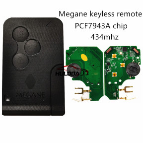 For Renault Megane   3 button keyless remote key with PCF7943A chip-434mhz   FSK model